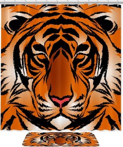 Bengal Tiger Stripe Waterproof Shower Curtain - Animal Themed Bathroom Curtain