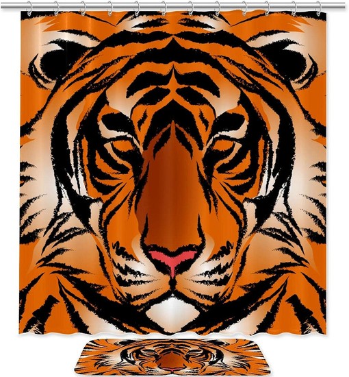 Bengal Tiger Stripe Waterproof Shower Curtain Animal Themed Bathroom