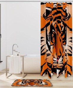 Bengal Tiger Stripe Waterproof Shower Curtain - Animal Themed Bathroom Curtain