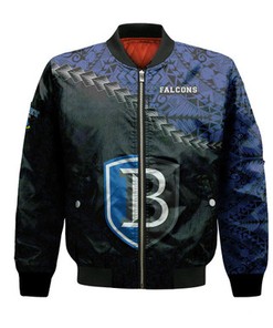 Bentley Falcons Bomber Jacket Grunge Polynesian Tattoo- NCAA
