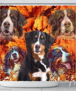 Bernese Mountain Dog Print Shower Curtain - Pet Themed Bathroom Curtain