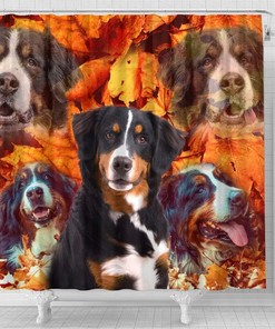 Bernese Mountain Dog Print Shower Curtain - Pet Themed Bathroom Curtain