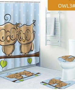 Bespectacled Owl Shower Curtain Set - Bird Themed Bathroom Decor