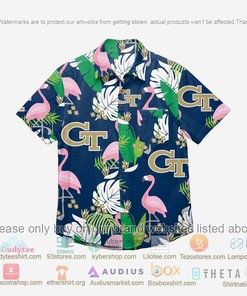 Best Georgia Tech Yellow Jackets Floral Button-Up Shirt