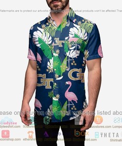 Best Georgia Tech Yellow Jackets Floral Button-Up Shirt