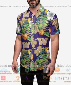 Best Washington Huskies Floral Button-Up Shirt