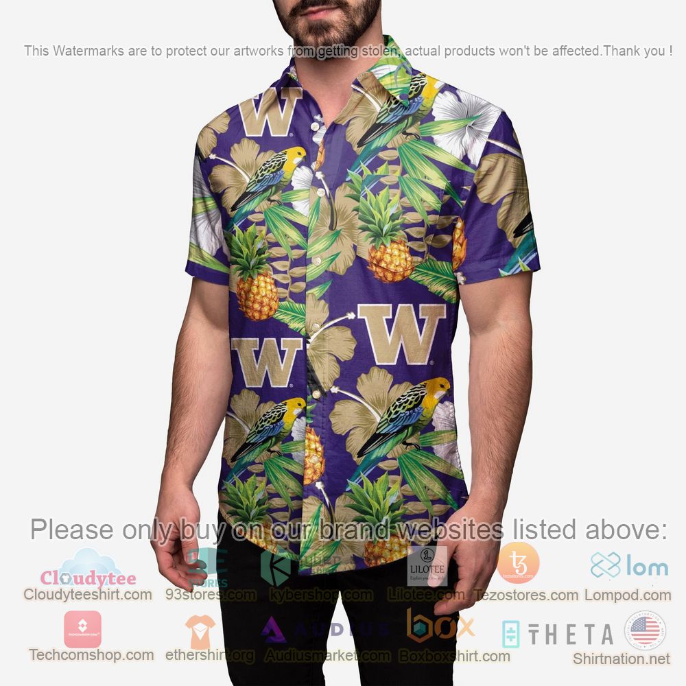 Best Washington Huskies Floral Button-Up Shirt