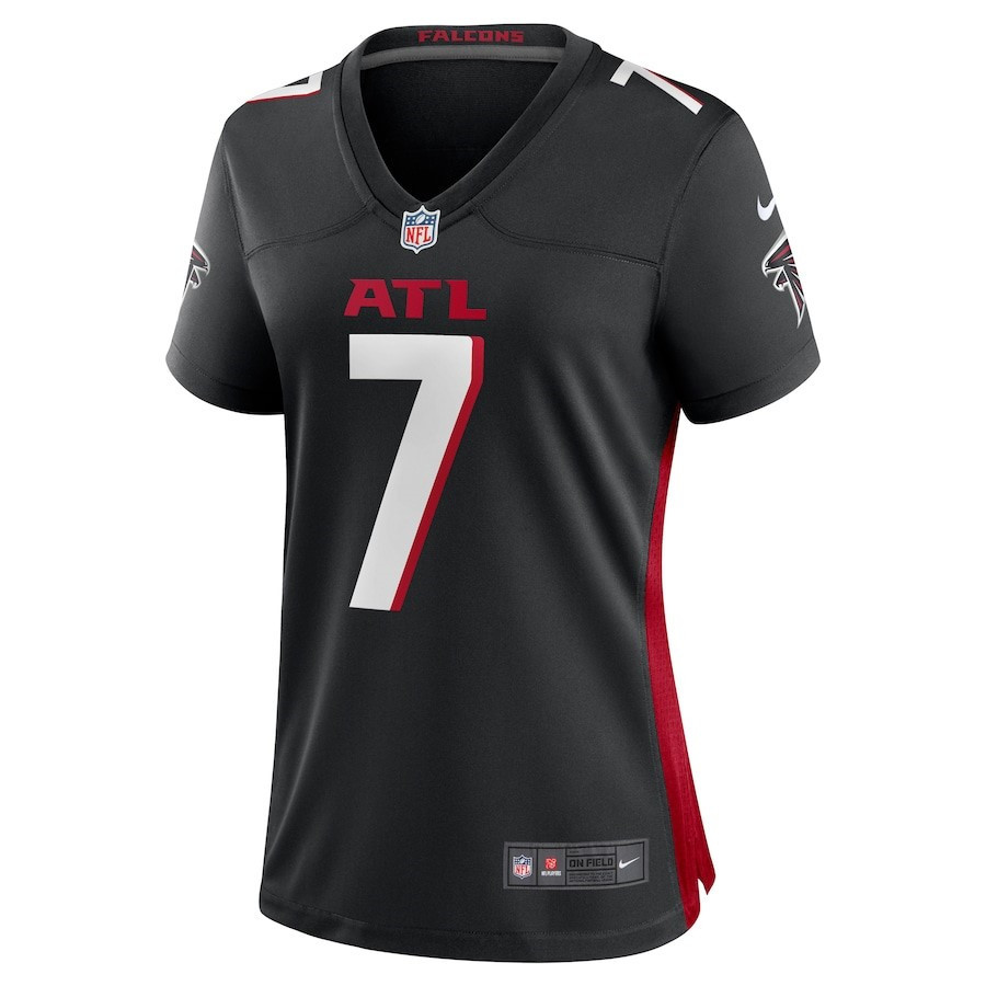 Bijan Robinson 7 Atlanta Falcons Women's 2023 Draft First Round Pick Game Jersey - Black