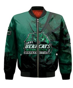 Binghamton Bearcats Bomber Jacket Basketball Net Grunge Pattern- NCAA