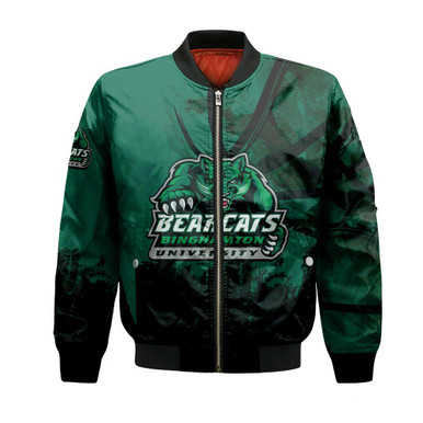 Binghamton Bearcats Bomber Jacket Basketball Net Grunge Pattern- NCAA