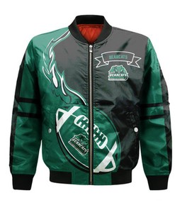 Binghamton Bearcats Bomber Jacket Flame Ball - NCAA