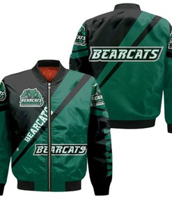 Binghamton Bearcats Logo Bomber Jacket Cross Style - NCAA