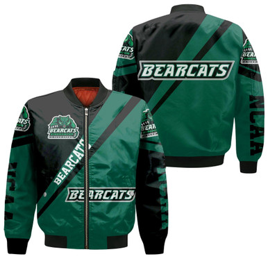 Binghamton Bearcats Logo Bomber Jacket Cross Style - NCAA