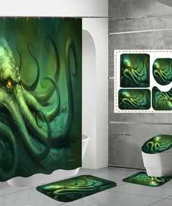 Biochemical Octopus Fabric Shower Curtain Bathroom Decor 