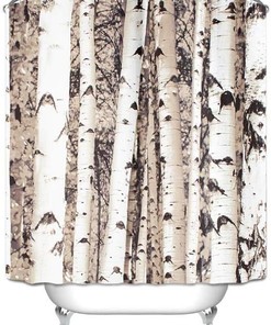 Birch Tree Pattern Shower Curtain Home Decor Bathroom Window Treatment