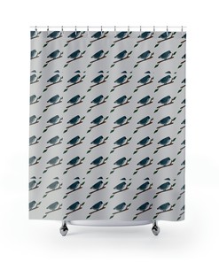 Bird Lover Shower Curtain, Blue Bird Design, Dorm Room Bathroom Decor