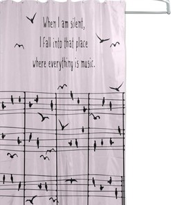 Birds and Music Notes Shower Curtain - Whimsical Bathroom Decor with Waterproof Fabric