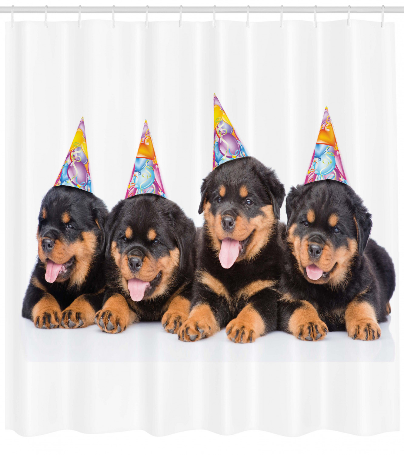 Birthday Dogs Hats Animal Print Shower Curtain for Bathroom
