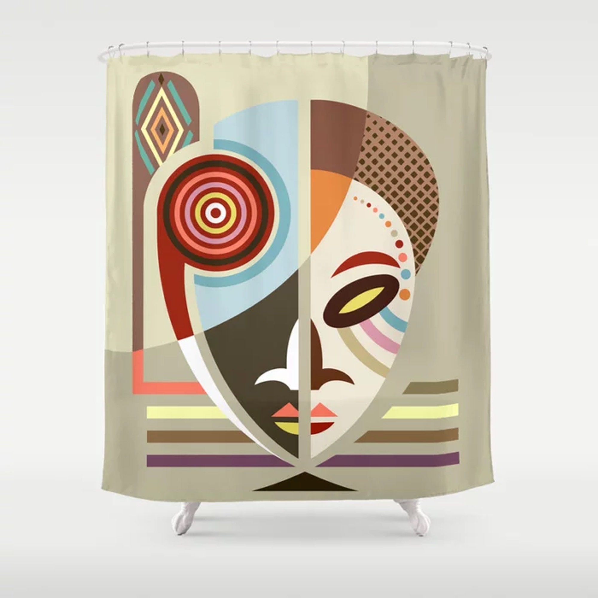 Black American Bathroom Decor Kwanzaa Gifts with African Shower Curtain