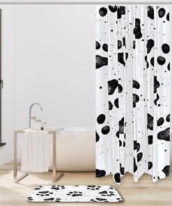 Black Bear Paw Print Waterproof Shower Curtain for Bathroom Decor