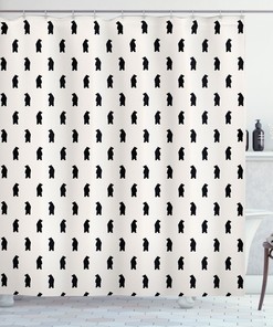 Black Bear Silhouettes Animal Print Shower Curtain Extralong for Bathroom