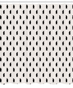 Black Bear Silhouettes Animal Print Shower Curtain Extralong for Bathroom