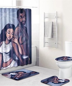 Black Couple Love African American Shower Curtain - A Romantic Gift for Bathroom Decor