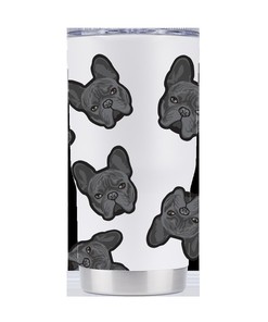 Black French Bulldog  All Over White Tumbler