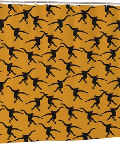 Black Gibbon Monkey Shower Curtain - Home Decor Bathroom Curtain