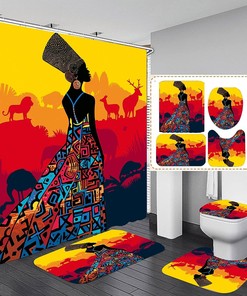 Black Girl African American Shower Curtain - Bathrooms and Accessories Included for Bathroom Decor