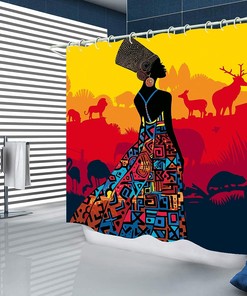Black Girl African American Shower Curtain - Bathrooms and Accessories Included for Bathroom Decor