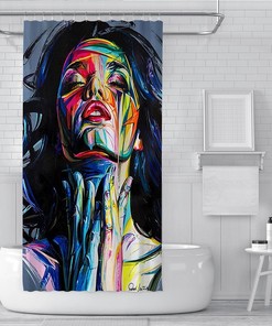 Black Girl Female Art Design Graffiti Art Shower Curtain for Modern and Chic Bathroom Decor