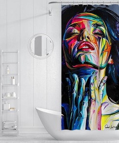 Black Girl Female Art Design Graffiti Art Shower Curtain for Modern and Chic Bathroom Decor
