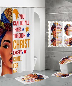 Black Girl Hand and Gold Ornament Shower Curtain for Modern and Aesthetic Bathroom Decor