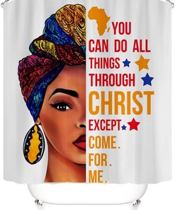 Black Girl Hand and Gold Ornament Shower Curtain for Modern and Aesthetic Bathroom Decor