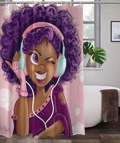 Black Girl Magic Shower Curtain for African American Kids Bathroom Decor
