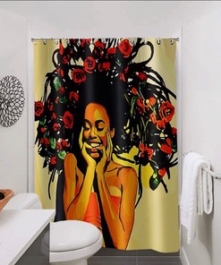 Black Girl Magic Shower Curtain for African American Kids Bathroom Decor