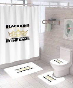 Black King African American Shower Curtain - 4 Piece Set for Bathroom Decor