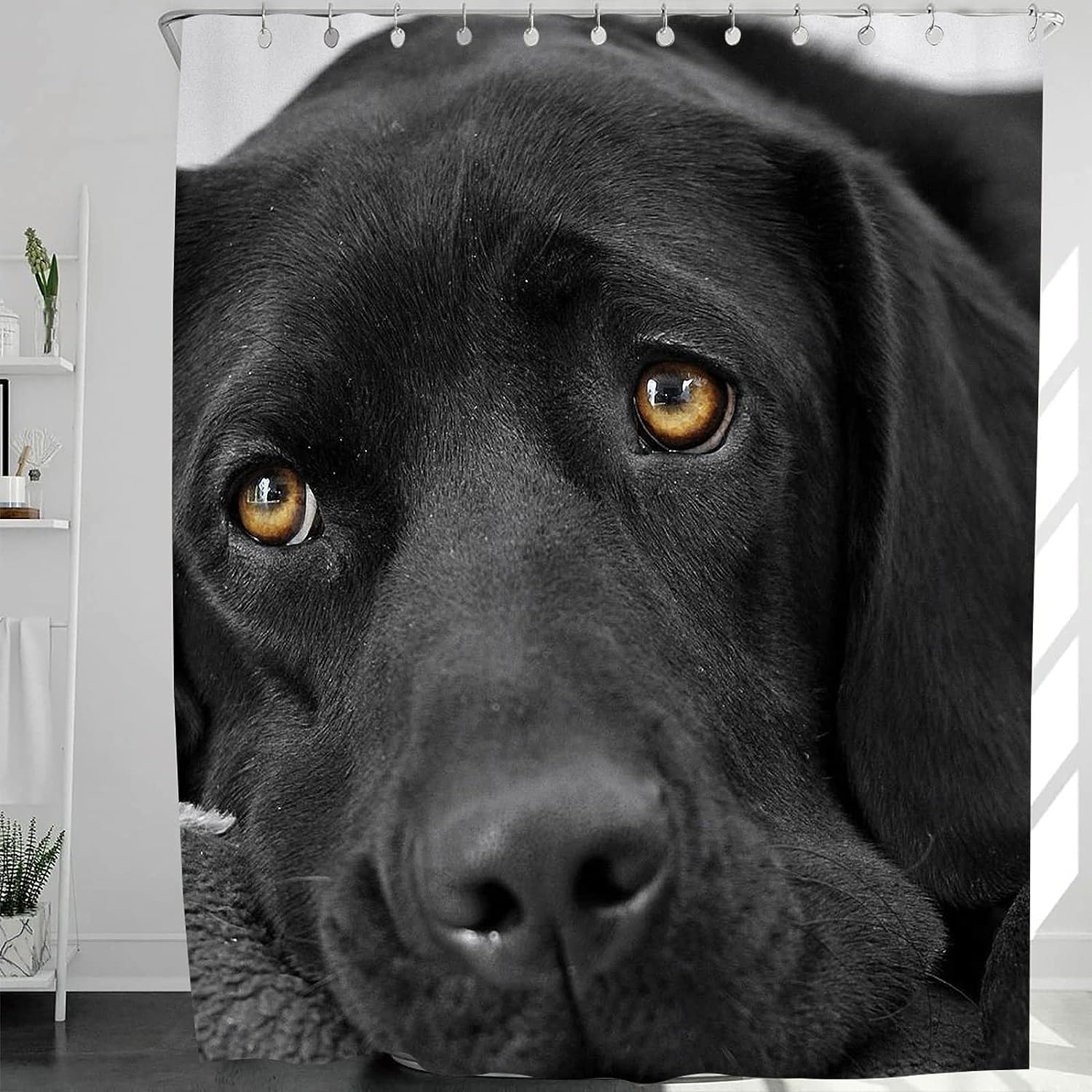 Black Lab Retriever Shower Curtain with Cute Dogs Design - Perfect for Bathroom Decor