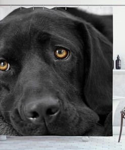 Black Lab Retriever Shower Curtain with Cute Dogs Design - Perfect for Bathroom Decor