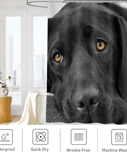 Black Lab Retriever Shower Curtain with Cute Dogs Design - Perfect for Bathroom Decor