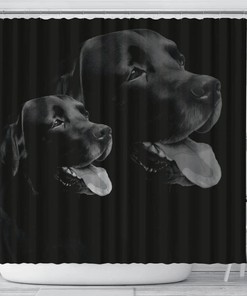 Black Labrador Dog Print Shower Curtain for Dog Lovers