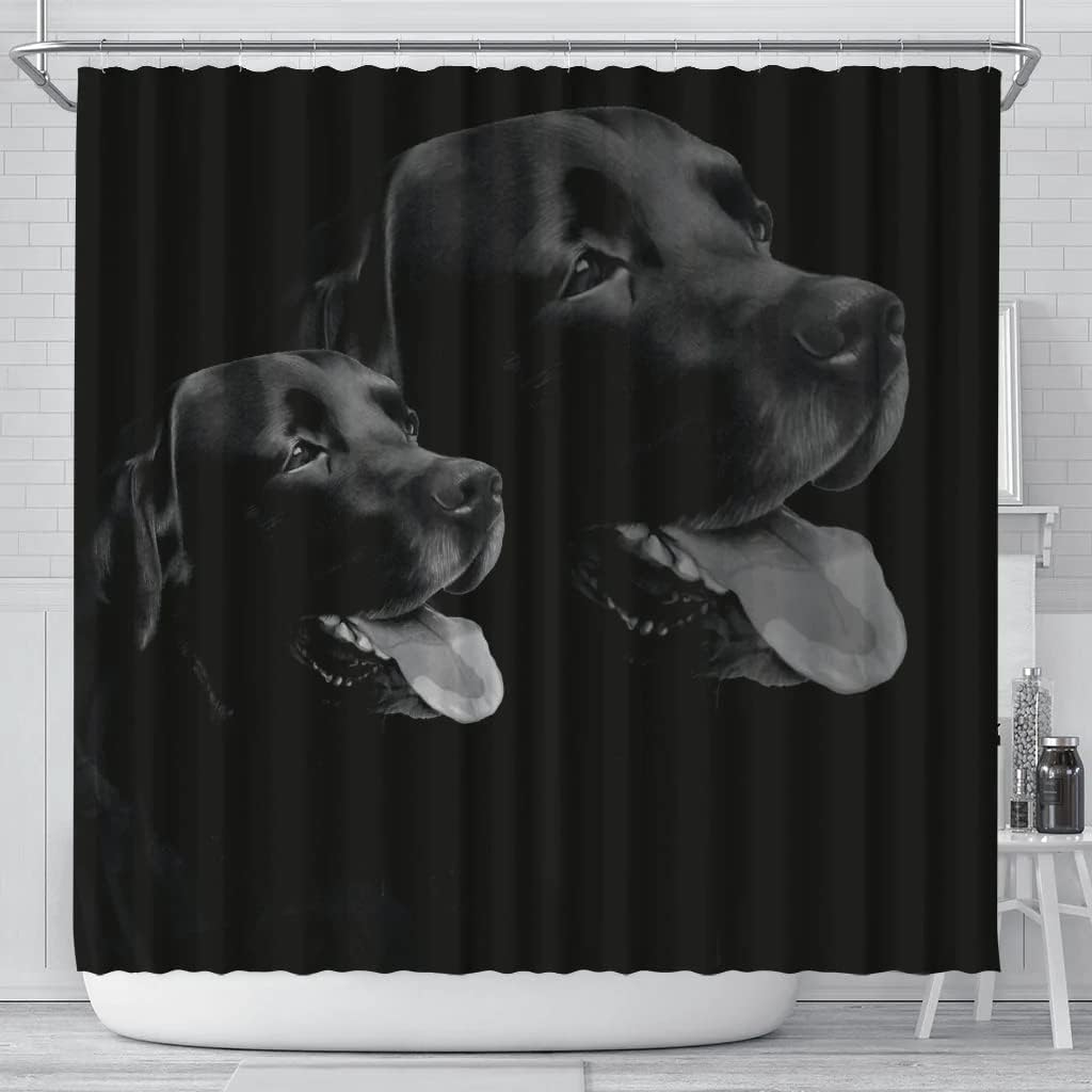 Black Labrador Dog Print Shower Curtain for Dog Lovers
