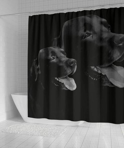 Black Labrador Dog Print Shower Curtain for Dog Lovers