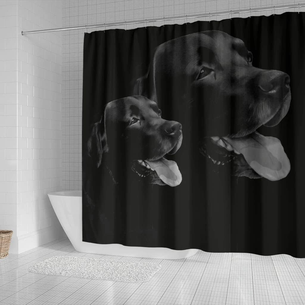 Black Labrador Dog Print Shower Curtain for Dog Lovers