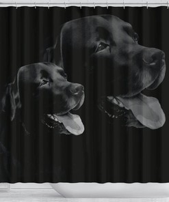 Black Labrador Dog Print Shower Curtain for Dog Lovers
