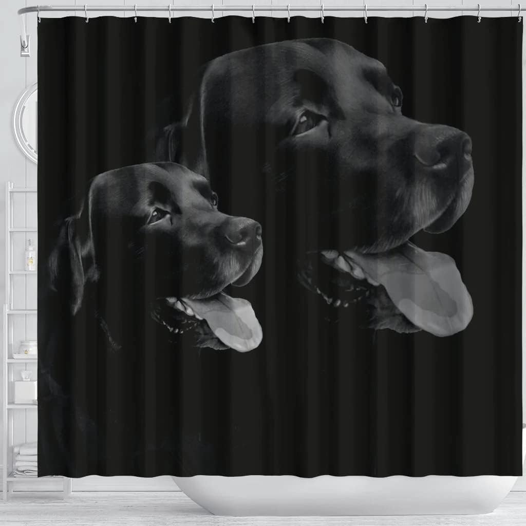 Black Labrador Dog Print Shower Curtain for Dog Lovers