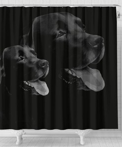 Black Labrador Dog Print Shower Curtain for Dog Lovers