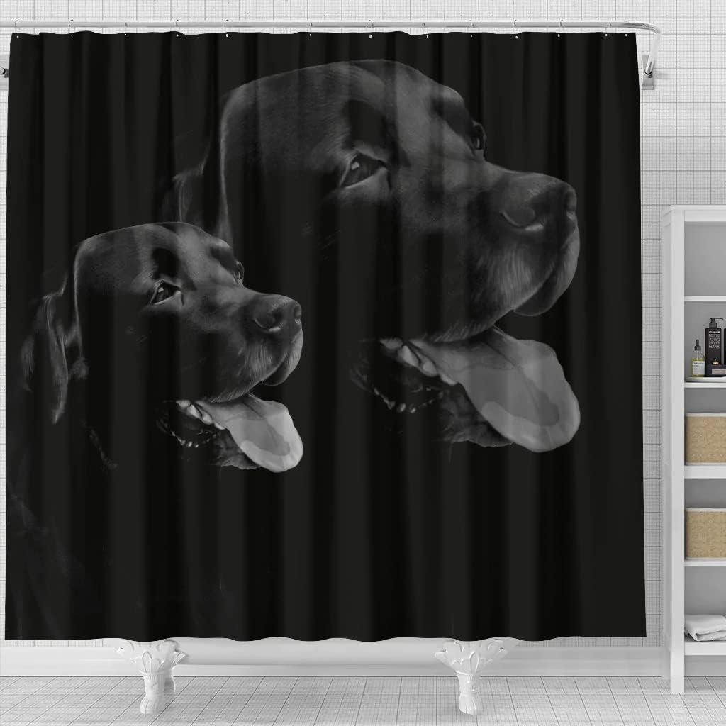 Black Labrador Dog Print Shower Curtain for Dog Lovers