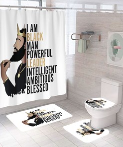 Black Leader African American Shower Curtain - 4 Piece Set for Bathroom Decor